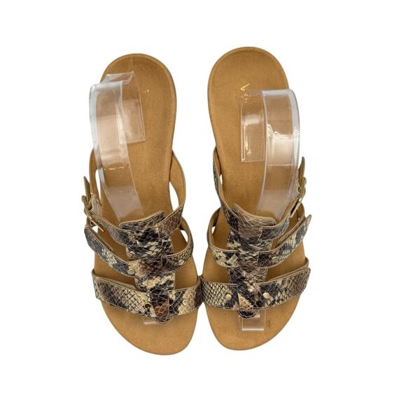 VIONIC Radia Orthotic Wedge Adjustable 3 Strap Snakeskin Embossed Sandals - Picture 3 of 11